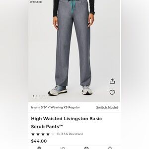 High wasted livingston basic scrub pants in graphite